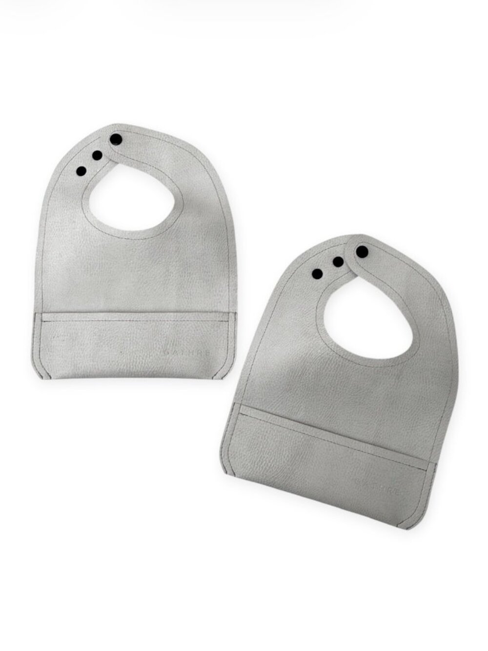 Gathre Vegan Leather Baby Bib Set of 2 Gray Pocket Bibs Weaning Feeding